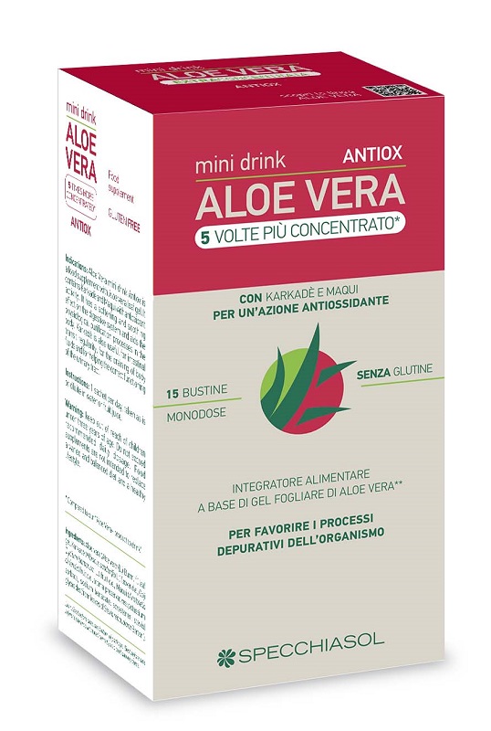 ALOE VERA ANTIOX MINI DRINK 5 VOLTE PIU' CONCENTRATO 15 BUSTINE DA 10 ML