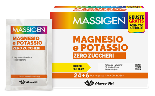 Massigen Magnesio e Potassio Zero Zuccheri 24 + 6 Bustine