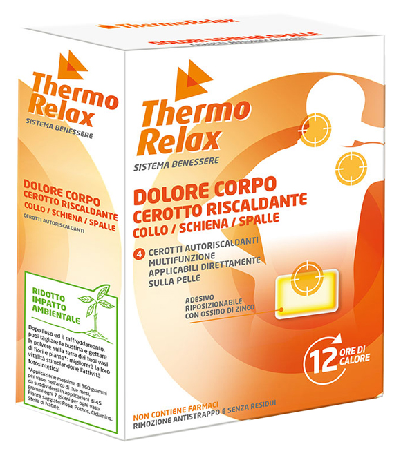 THERMORELAX CEROTTO AUTORISCALDANTE DOLORE CORPO COLLO/SCHIENA/SPALLE 4 PEZZI