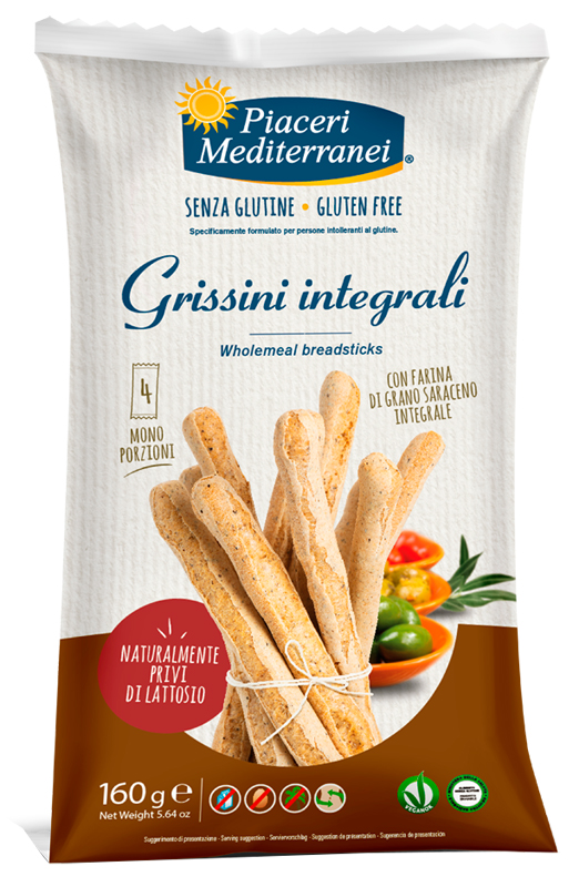 PIACERI MEDITERRANEI GRISSINI INTEGRALI 160 G