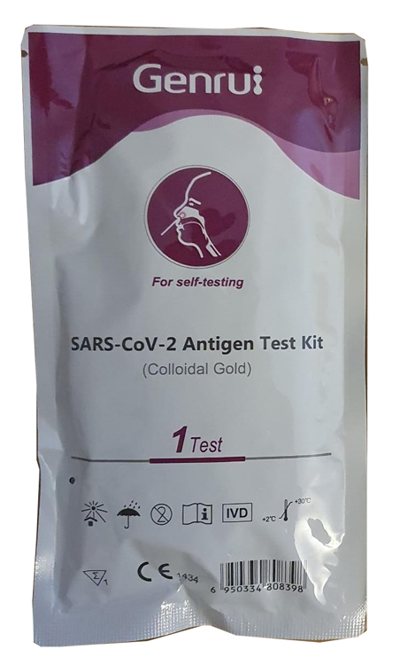 TEST ANTIGENICO RAPIDO COVID-19 GENRUI AUTODIAGNOSTICO DETERMINAZIONE QUALITATIVA ANTIGENI SARS-COV-2 IN TAMPONI NASALIMEDIANTE IMMUNOCROMATOGRAFIA