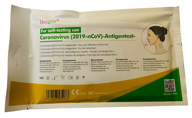 TEST ANTIGENICO RAPIDO COVID-19 HOTGEN AUTODIAGNOSTICO DETERMINAZIONE QUALITATIVA ANTIGENI SARS-COV-2 IN TAMPONI NASALIMEDIANTE IMMUNOCROMATOGRAFIA