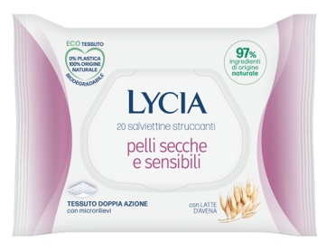 LYCIA SALVIETTINE STRUCCANTI PELLI SECCHE E SENSIBILI 20 PEZZI