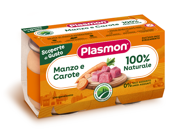 PLASMON OMOGENEIZZATI MANZO CAROTE 2 PEZZI DA 120 G