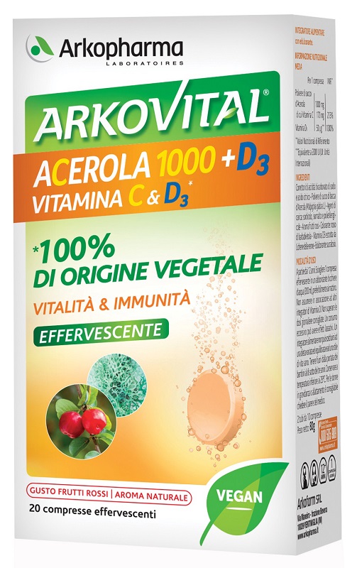ARKOVITAL ACEROLA 1000+D3 VITAMINA C&D3 20 COMPRESSE EFFERVESCENTI