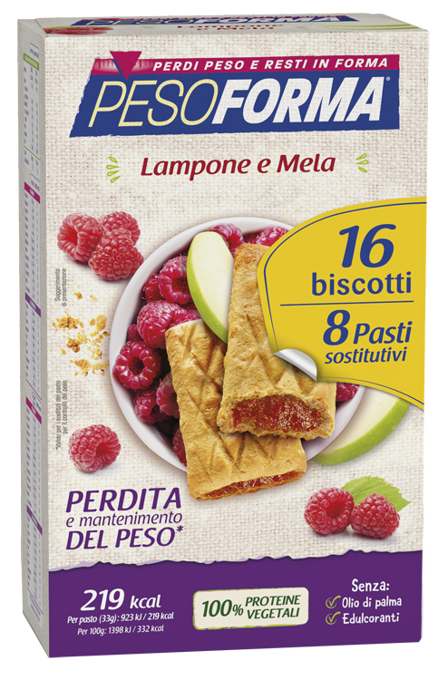 PESOFORMA BISCOTTI LAMPONE/MELA 8 PASTI 16 BISCOTTI
