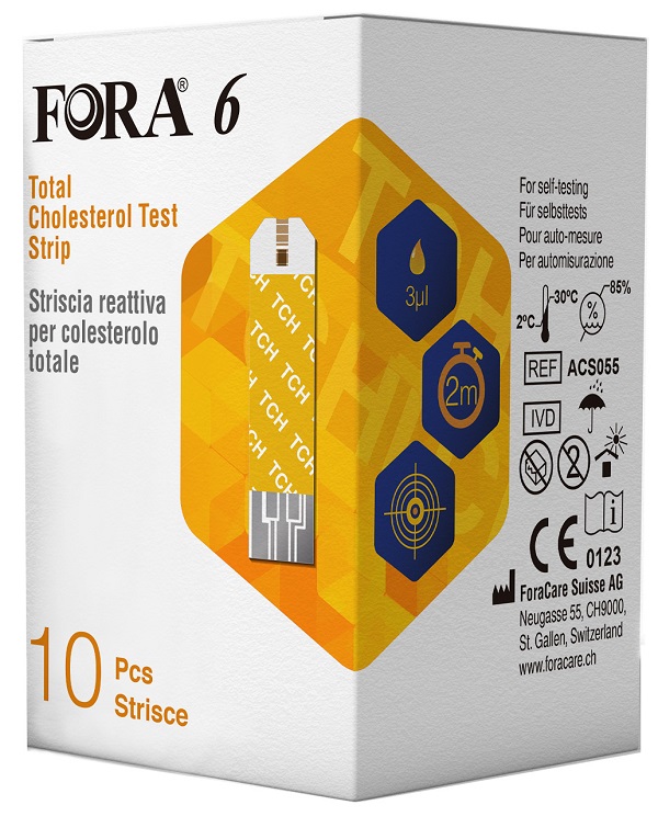 STRISCE REATTIVE FORA 6 PER LA RILEVAZIONE DEL COLESTEROLO 10 10 PEZZI