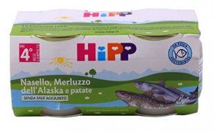 HIPP OMOGENEIZZATO NASELLO/MERLUZZO DELL'ALASKA E PATATE 2 X80 G