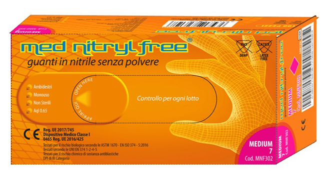 MED NITRYL FREE GUANTO NITRILE NON STERILE S/POLVERE MISURAM 100 PEZZI