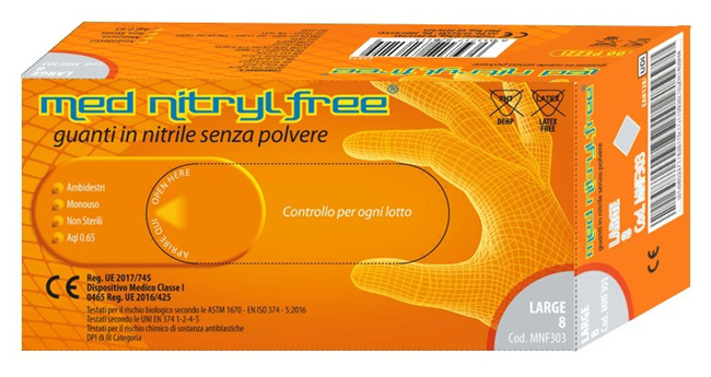 MED NITRYL FREE GUANTO NITRILE NON STERILE S/POLVERE MISURAL 100 PEZZI