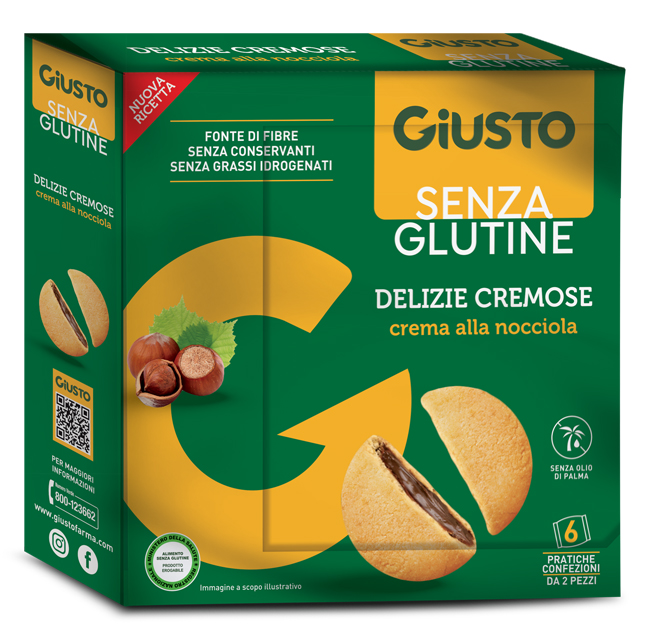 GIUSTO SENZA GLUTINE DELIZIE CREMOSE AL CACAO NOCCIOLA 180 G