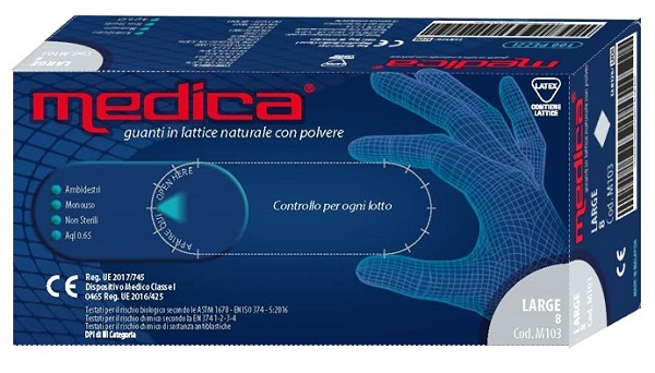 MEDICA GUANTO LATTICE N/STERILE CON POLVERE DM MISURA L 100PEZZI