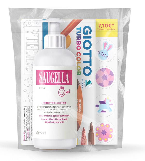 SAUGELLA BUNDLE GIRL DETERGENTE INTIMO PROTETTIVO E LENITIVOPH 4,5 200 ML + GIOTTO TURBO COLOR