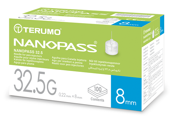 AGO PER PENNA DA INSULINA NANOPASS 32,5 GAUGE LUNGHEZZA 8 MM100 PEZZI