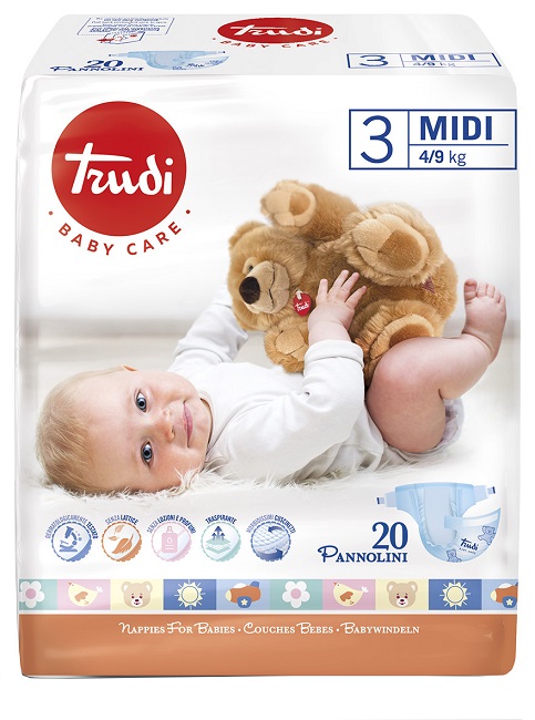 TRUDI BABY CARE PANNOLINO BAMBINI MIDI 4/9 KG 20 PEZZI