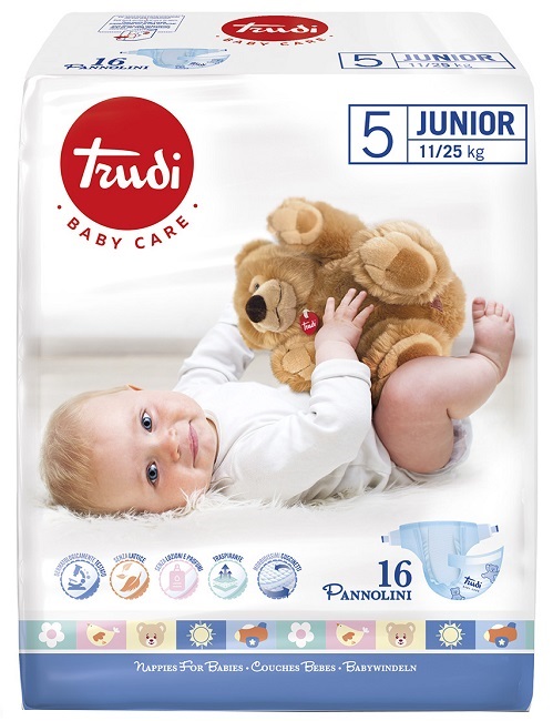 TRUDI BABY CARE PANNOLINO BAMBINI JUNIOR 11/25 KG 16 PEZZI