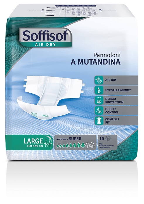 SOFFISOF AIR DRY PANNOLINO MUTANDA ALI LARGE SUPER 8 GOCCE
