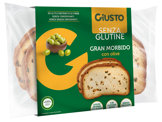 GIUSTO SENZA GLUTINE GRAN MORBIDO CON OLIVE VERDI 190 G