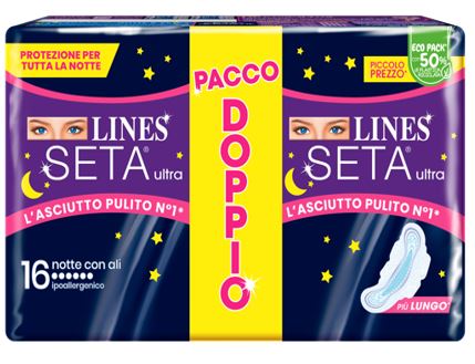 Lines Seta Ultra Assorbenti Notte 16 Pezzi