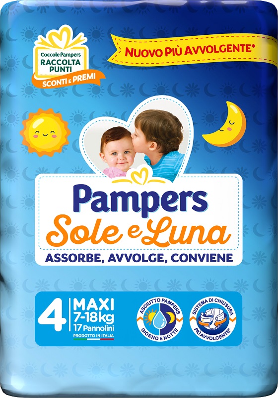 Pampers Sole & Luna Maxi Pannolini Taglia 4 17 Pezzi