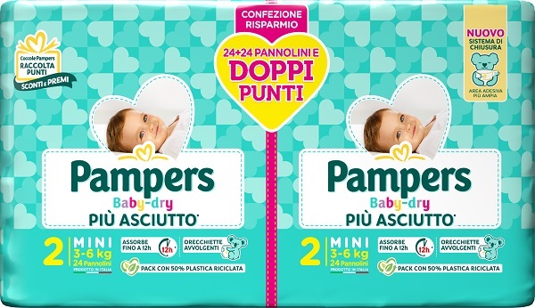 PAMPERS BABY DRY PANNOLINO DUO DOWNCOUNT MINI 48 PEZZI