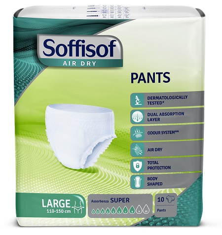 PANNOLONE SOFFISOF AIR DRY PANTS SUPER LARGE 10 PEZZI