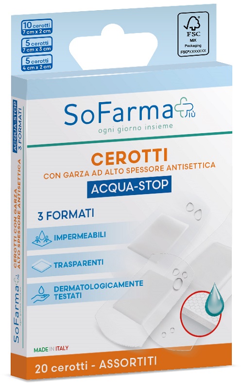 CEROTTO ACQUASTOP SOFARMAPIU' ASSORTITI 20 PEZZI