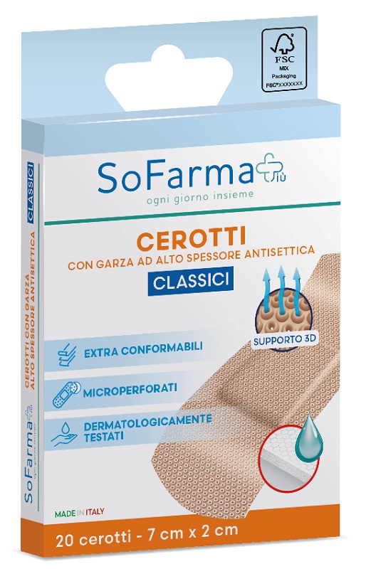 CEROTTO CLASSICO SOFARMAPIU' 7X2 CM 20 PEZZI