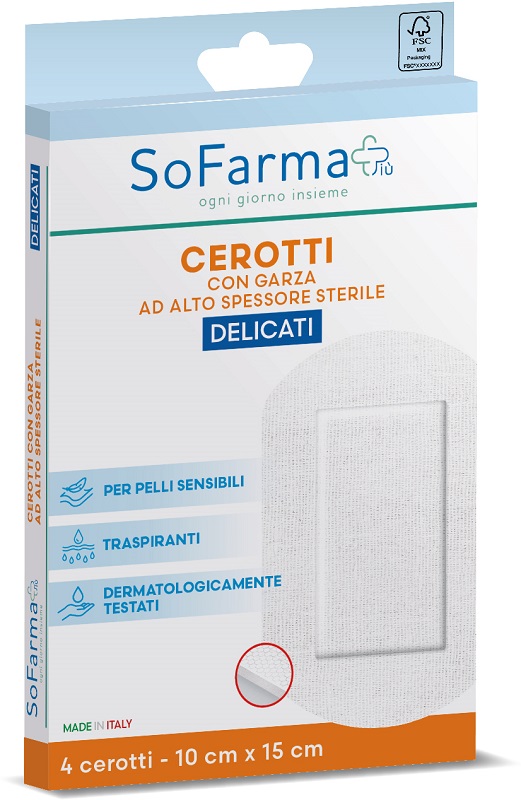 CEROTTO DELICATO SOFARMAPIU' 10X15 CM 4 PEZZI