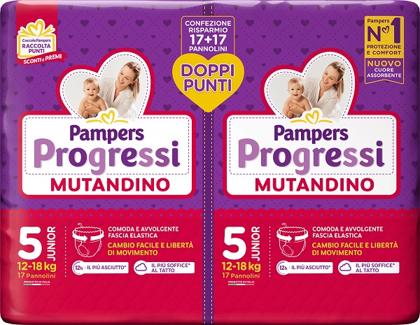 PAMPERS PROGRESSI MUTANDINO JUNIOR PACCO DOPPIO 34 PEZZI