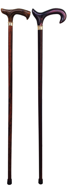 BASTONE LEGNO UOMO IMPUGNATURA FISIOLOGICA MARMORIZZATO LEGNO SCURO