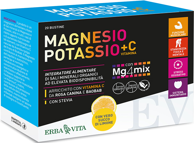 MAGNESIO POTASSIO +C VITAMINA GUSTO LIMONE 20 BUSTINE DA 3,8G