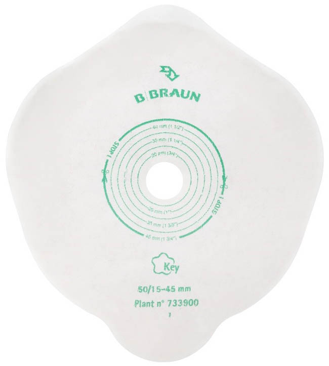 PLACCA PIANA FLEXIMA KEY 40 MM CON PROTETTORE CUTANEO IDROCOLLOIDALE E FLANGIA 5 PEZZI