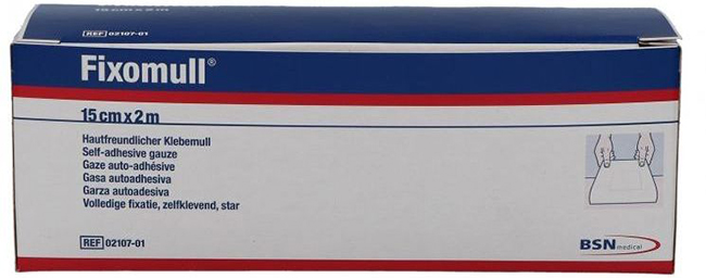 FASCIA AUTOADESIVA IPOALLERGENICA FISSAGGIO SU AMPIA SUPERFICIE FIXOMULL. SUPPORTO IN GARZA DI VISCOSA COLORE BIANCO MASSA IN POLICARBONATO SENZA RESINE E GOMME NATURALI. 15X1000CM