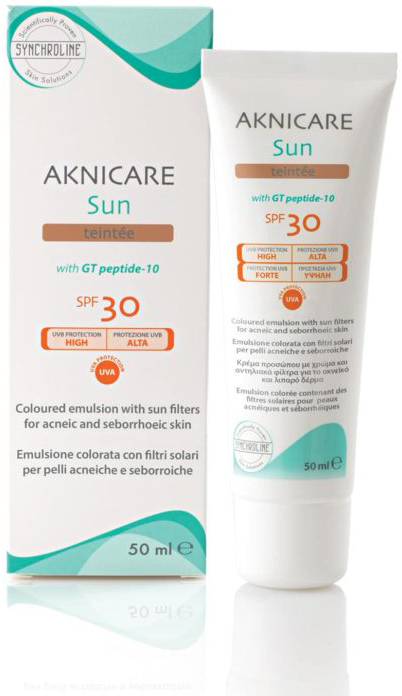 CREMA COLORATA PROTETTIVA SOLARE PER PELLE ACNEICA AKNICARESUN TEINTEE' DORE' TUBETTO 50 ML