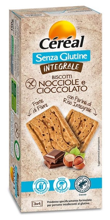 CEREAL SENZA GLUTINE INTEGRALE BISCOTTI NOCCIOLE E CIOCCOLATO 150 G