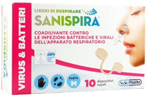 SANISPIRA VISUR & BATTERI FILTRO NASALE MEDIUM 10 PEZZI