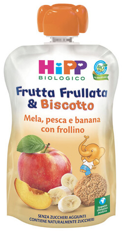 HIPP BIO FRUTTA FRULLATA &BISCOTTO MELA PESCA BANANA FROLLINO 90 G