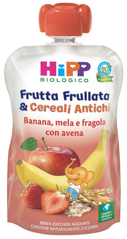 HIPP BIO FRUTTA FRULLATA&CEREALI ANTICHI BANANA MELA FRAGOLAAVENA 90 G