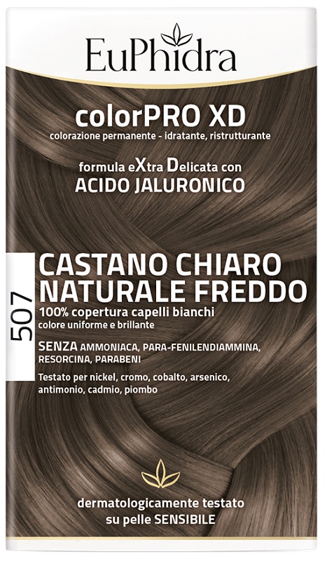 EUPHIDRA COLORPRO XD 507 CASTANO CHIARO NATURALE F COLORE +ATTIVANTE + BALSAMO + CUFFIA + GUANTI