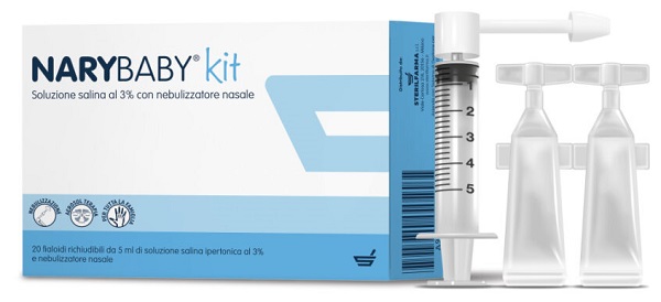 NARY BABY KIT SOLUZIONE SALINA IPERTONICA AL 3% NEBULIZZATORE NASALE + 20 FIALOIDI