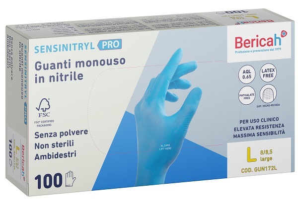 GUANTO MONOUSO SENSINITRYL PRO IN NITRILE LARGE 100 PEZZI