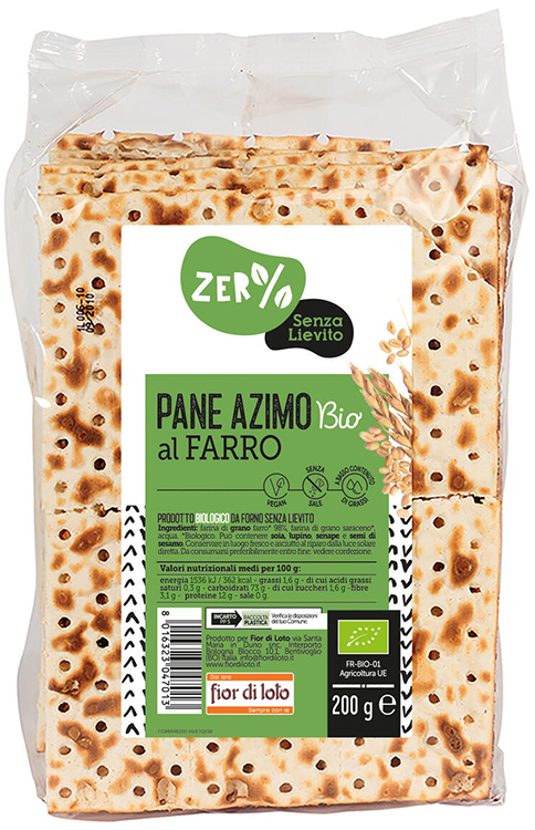 ZERO% GLUTINE PANE AZZIMO FARRO BIO 200 G