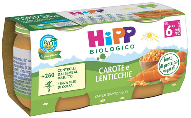 HIPP BIO OMOGENEIZZATO CAROTE/LENTICCHIE 2X80 G