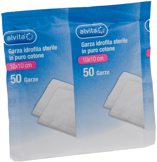 ALVITA GARZA COMPRESSA IDROFILA 10X10CM 50 PEZZI